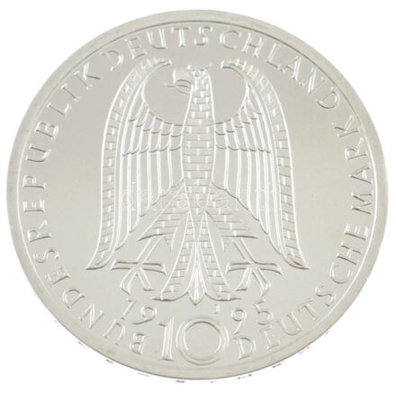 Németország 1995J 10M Ag 'A drezdai Frauenkirche megsemmisülésének 50. évfordulója PP' T: UNC / Germany 1995J 10 Mark Ag '50th anniversary of destruction of Frauenkirche in Dresden PP' C: UNC Krause KM# 185