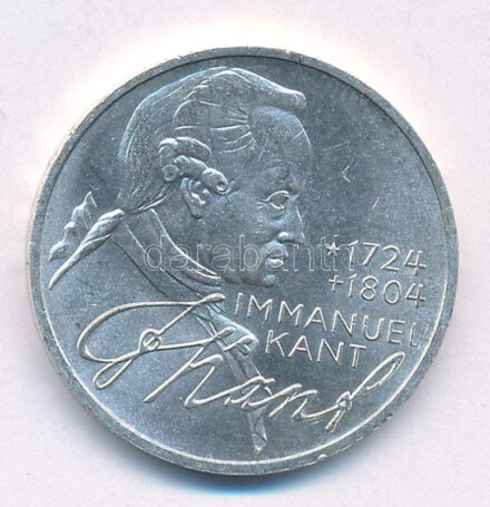 Német Szövetségi Köztársaság 1974D 5M Ag 'Immanuel Kant születésének 250. évfordulója ' T:1- patina / Federal Republic Germany 1974D 5 Mark Ag '250th Anniversary - Birth of Immanuel Kant' C:AU Krause KM#139
