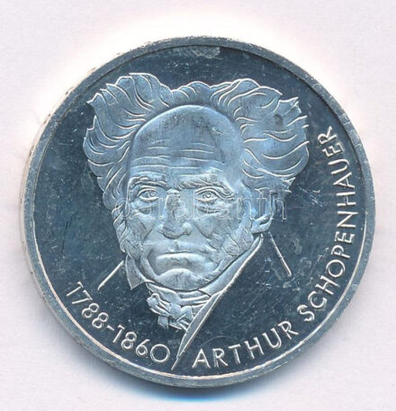 Német Szövetségi Köztársaság 1988D 10M Ag 'Arthur Schopenhauer' PP Federal Republic Germany 1988D 10 Mark Ag 'Arthur Schopenhauer' PP Krause KM#168