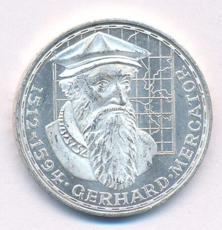 NSZK 1969F 5M Ag 'Gerhard Mercator' T:1 FRG 1969F 5 Mark Ag 'Gerhard Mercator' C:UNC Krause KM#126