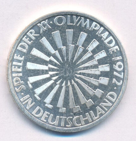 NSZK 1972F 10M Ag 'Nyári Olimpiai Játékok München / Spirál' PP FRG 1972F 10 Mark Ag 'Olympic Games Munich / Spiral' PP Krause KM#131