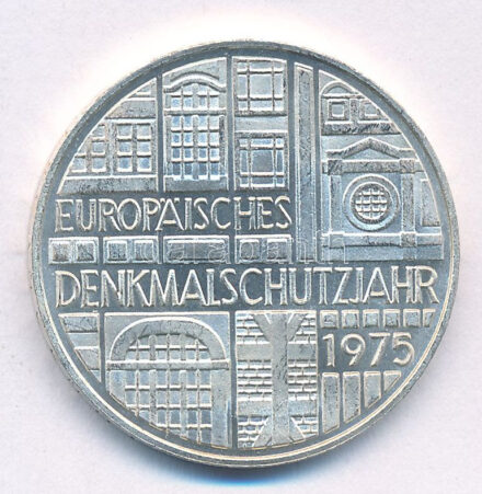 Német Szövetségi Köztársaság 1975F 5M Ag 'Európai műemlékvédelmi év' BU, Federal Republic Germany 1975F 5 Mark Ag 'European Monument Protection Year' C:BU Krause KM#142