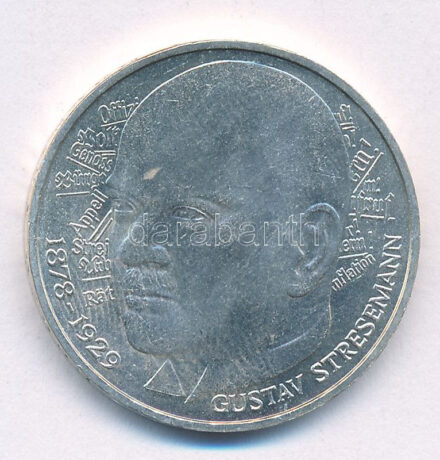Német Szövetségi Köztársaság 1978D 5M Ag 'Gustav Stresemann születésének 100. évfordulója' T:BU Federal Republic Germany 1978D 5 Mark Ag '100th Anniversary - Birth of Gustav Stresemann' C: BU Krause KM#147