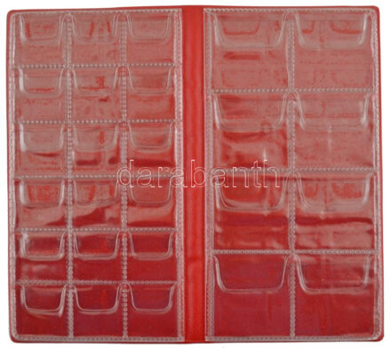 Kisalakú fekete műbőr érmetartó album tétel 52db férőhellyel, klf méretű érmék számára, új állapotban