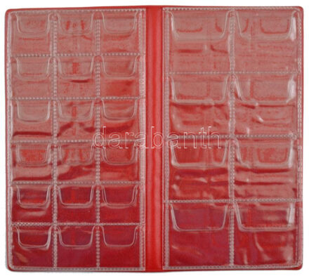 Kisalakú fekete műbőr érmetartó album tétel 52db férőhellyel, klf méretű érmék számára, új állapotban