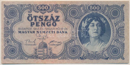 1945. 500P magyar 'N' betű orosz 'P' helyett 'K 030 065820' T:III Adamo P19h