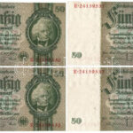 Német Harmadik Birodalom 1933. 50M (9x) sorszámkövetők és egyugrású sorszámmal T:I,I- German Third Reich 1933. 50 Mark (9x) sequential and close serials C:UNC,AU Krause 182.a