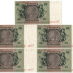 Német Harmadik Birodalom 1933. 50M (9x) sorszámkövetők és egyugrású sorszámmal T:I,I- German Third Reich 1933. 50 Mark (9x) sequential and close serials C:UNC,AU Krause 182.a - Image 4