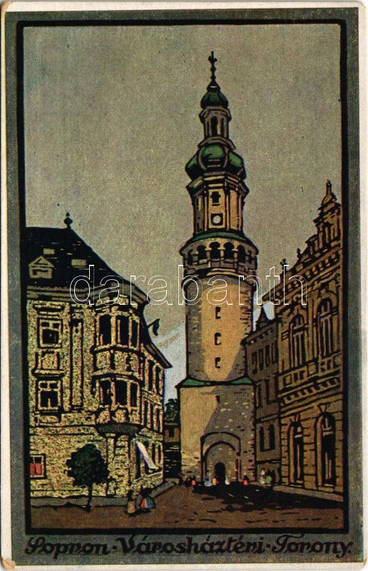 Sopron, Városháztéri torony, művészlap. Röttig-Romwalter nyomda (EM)