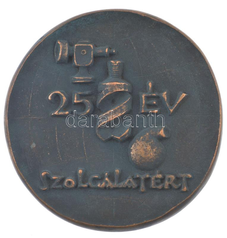 Madarassy Walter (1909-1994) DN 'Földmérő és Talajvizsgáló Vállalat / 25 év szolgálatért' öntött bronz kétoldalas emlékplakett, (~100mm) T:1- - Image 2