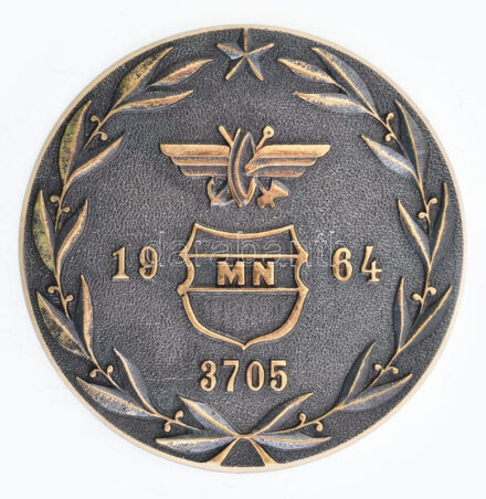 1964 Magyar Néphadsereg vasúti műszaki zászlóalj bronz plakett 90 mm