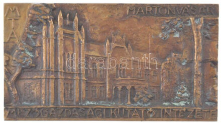 Lajos József (1936-) DN 'MTA - Martonvásár - Mezőgazdasági Kutatóintézetének Gazdasága' egyoldalas, öntött bronz plakett (72x130,5mm) T:1-