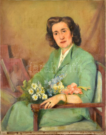 Istókovits Kálmán (1898-1990): Női portré. Olaj, vászon, jelezve jobbra lent. 101x80 cm. Vakrámán Hoff,amm budapesdti képkeretező régi címkéjével. KIZÁRÓLAG SZEMÉLYES ÁTVÉTEL, NEM POSTÁZZUK! / ONLY PERSONAL COLLECTION AT OUR