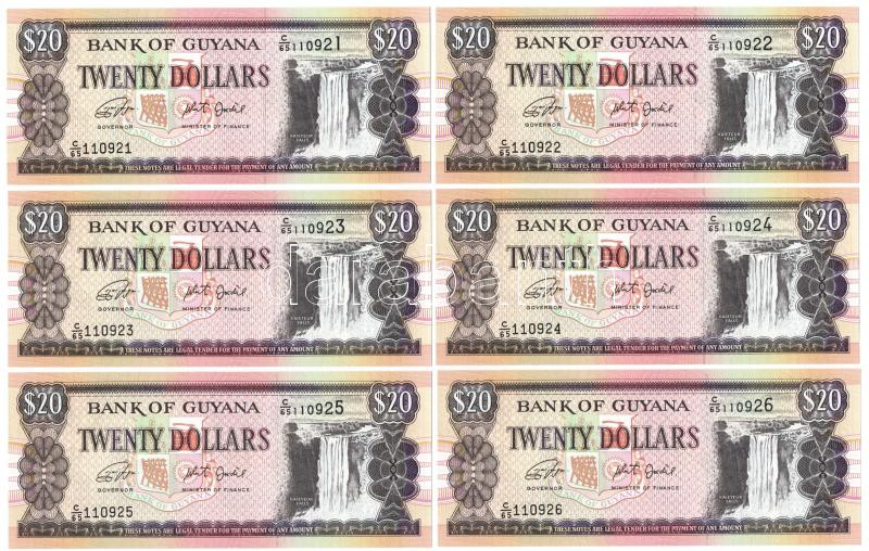 Guyana DN (2018) 20$ (10x) sorszámkövetők 'C/65 110921-C/65 110930' T:I Guyana ND (2018) 20 Dollars (10x) consecutive serials 'C/65 110921-C/65 110930' C:UNC Krause P#30