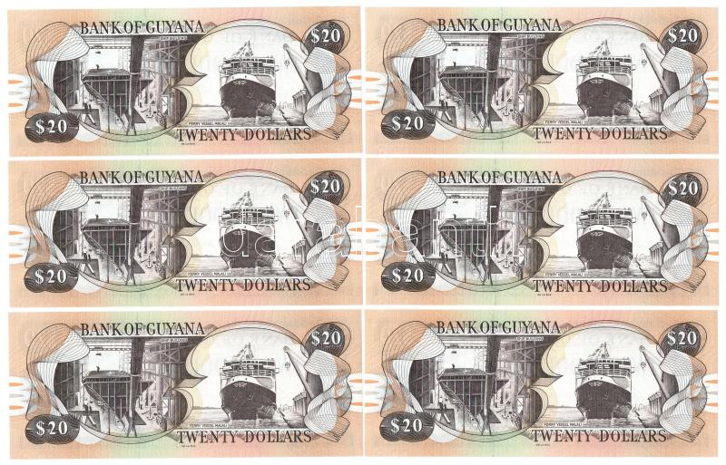 Guyana DN (2018) 20$ (10x) sorszámkövetők 'C/65 110921-C/65 110930' T:I Guyana ND (2018) 20 Dollars (10x) consecutive serials 'C/65 110921-C/65 110930' C:UNC Krause P#30 - Image 2