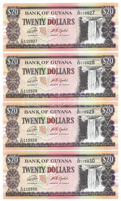 Guyana DN (2018) 20$ (10x) sorszámkövetők 'C/65 110921-C/65 110930' T:I Guyana ND (2018) 20 Dollars (10x) consecutive serials 'C/65 110921-C/65 110930' C:UNC Krause P#30 - Image 3