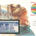 Hongkong 1986. 10$ borítékban, alkalmi bélyeggel és bélyegzésekkel T:I Hong Kong 1986. 10 Dollars in envelope with stamps C:UNC