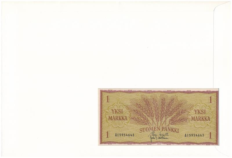 Finnország 1963. 1M felbélyegzett borítékban, bélyegzéssel T:I Finland 1963. 1 Markka in envelope with stamp and cancellation C:UNC - Image 2