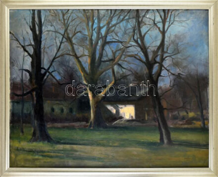 Boldizsár István (1897-1984): Napfényes parkrészlet, 1964. Olaj, vászon, jelezve jobbra lent. Kissé sérült. Dekoratív, fakeretben, 80×100 cm. KIZÁRÓLAG SZEMÉLYES ÁTVÉTEL, NEM POSTÁZZUK! / ONLY PERSONAL COLLECTION AT OUR OFFICE!