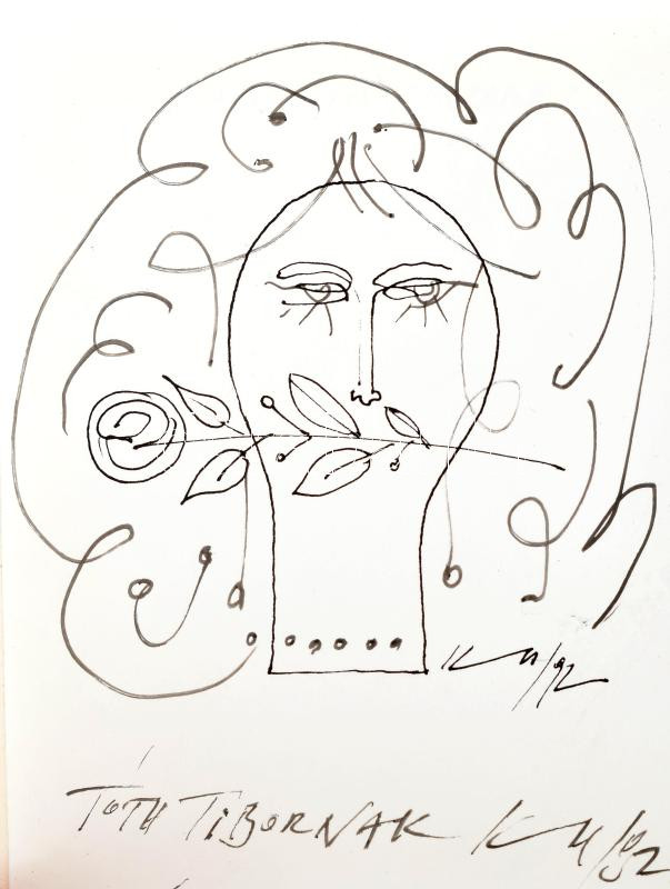 Kass János grafikái. A művész egyedi tusrajzával, dedikációjával és datálásával! Szeged, 1992, Szegedi Nyomda. Kiadói bársonykötés, jó állapotban. - Image 2