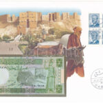 Szíria 1988. 5Ł felbélyegzett borítékban, bélyegzéssel T:I Syria 1988. 5 Pounds in envelope with stamp and cancellation C:UNC