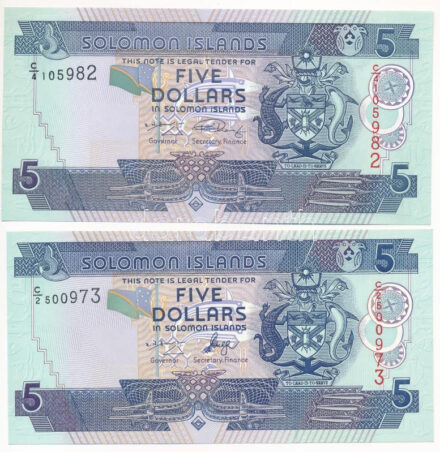 Salamon-szigetek 1986-2006 5$ (x2) T:I Solomon Islands 1986-2006 5 Dollars (2x) C:UNC Krause KM#14, KM#26