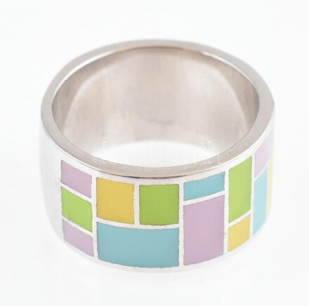 Ezüst (Ag) zománcozott gyűrű, jelzett, m:55. bruttó: 7,04g