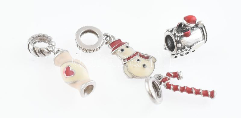 Ezüst (Ag) 4db karácsonyi charm, jelzett, bruttó: 7,94g