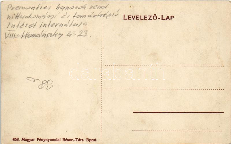 Budapest VIII. Norbertinum, Premontrei rend hittudomány és tanárképző intézet internátusa, gang papnövendékekkel. Horánszky utca 23. - Image 2