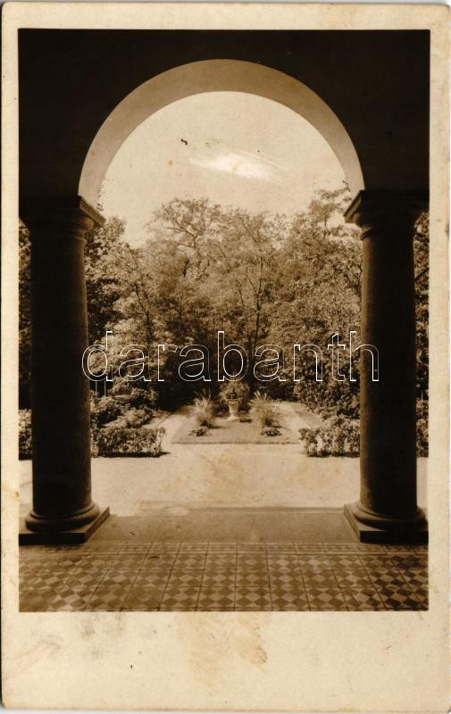 1931 Budapest XIV. Bethesda nyilv. jell. Diakonissza Közkórház, kert részlet. Hermina út 53. (ragasztónyom / gluemark)