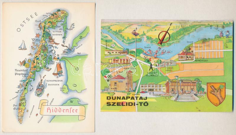13 db MODERN térképes motívum képeslap / 13 modern map motive postcards - Image 2