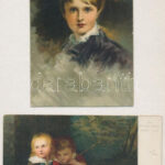 4 db RÉGI Stengel litho művész képeslap vegyes minőségben / 4 pre-1945 Stengel litho art postcards in mixed quality