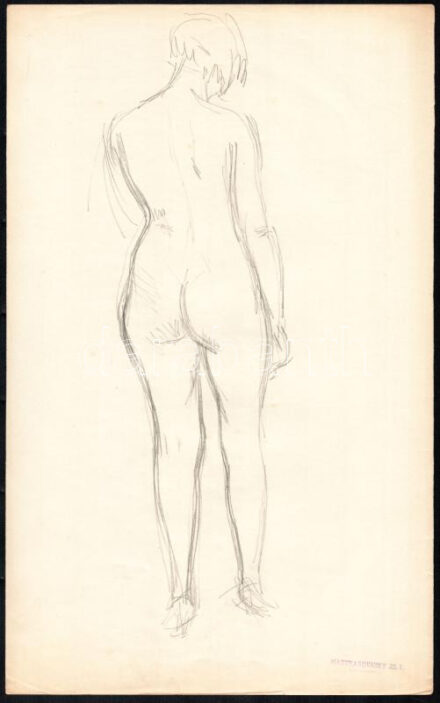 Mattyasovszky-Zsolnay László (1885-1935): Álló női akt. Ceruza, papír. Hagyatéki pecséttel. 34x21 cm