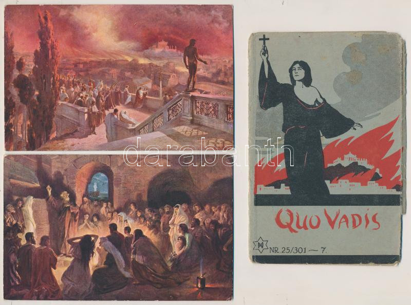 Quo Vadis - 6 db régi képeslap tokban / 6 pre-1945 postcards in case, signed by Jan Styka - Image 2