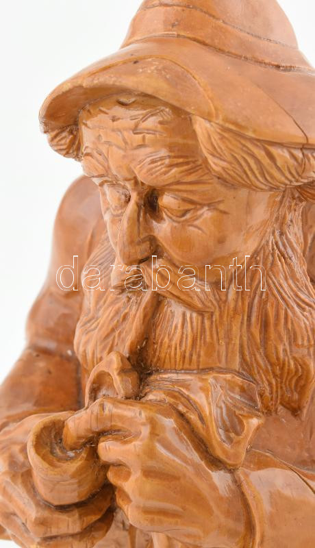 Jelzés nélkül: Pipázó. Faragott fa, hibátlan, m: 25 cm - Image 3