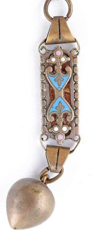 Antik óralánc, zománcos ornamentikával, h: 33 cm - Image 2