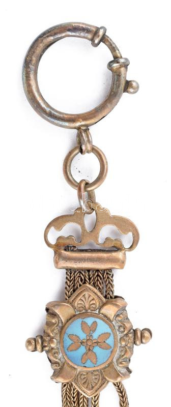 Antik óralánc, zománcos ornamentikával, h: 33 cm - Image 3