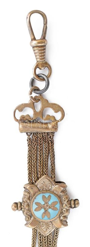 Antik óralánc, zománcos ornamentikával, h: 33 cm - Image 4