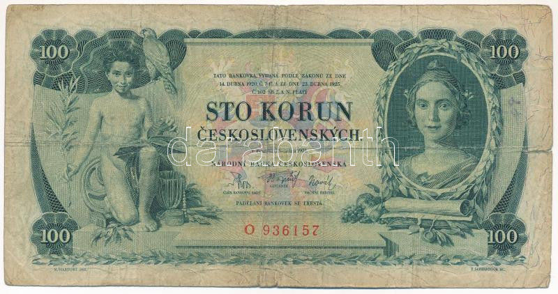 Csehszlovákia 1931. 100K 'O 936157' T:III- Czechoslovakia 1931. 100 Korun 'O 936157' C:VG Krause P#23
