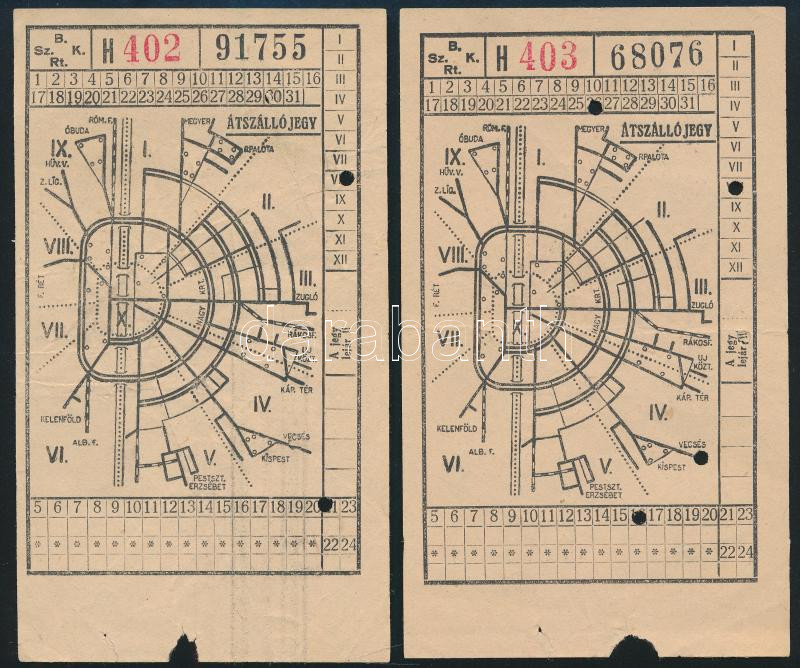 cca 1930 BSZKRT 2 db jegy