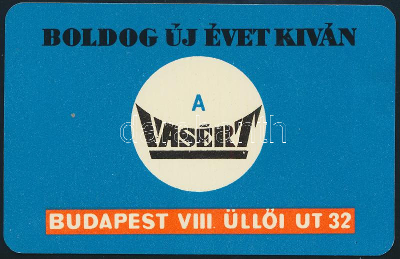 1970 Vasért reklámos fém kártyanaptár, jó állapotban, 10,5x6,5 cm