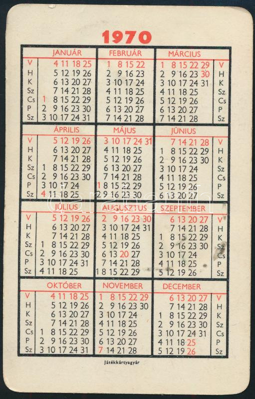 1970 Ibusz kártyanaptár dombornyomott réz lappal - Image 2