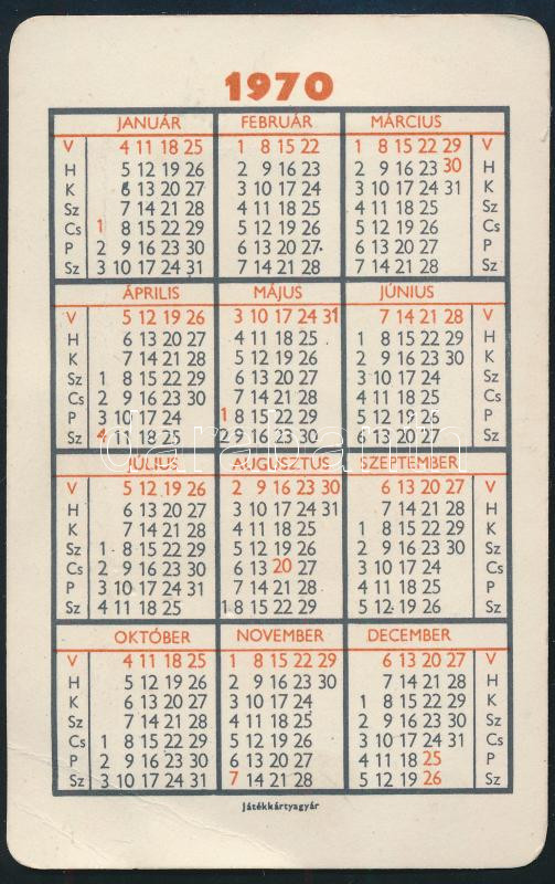 1970 FérFiú ruházati reklámos kártyanaptár dombornyomott réz lappal - Image 2