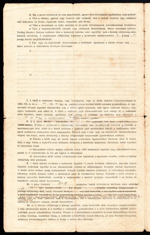 1940 Kárpátalja Királyháza a község vadászati haszonbéri szerződés - Image 2