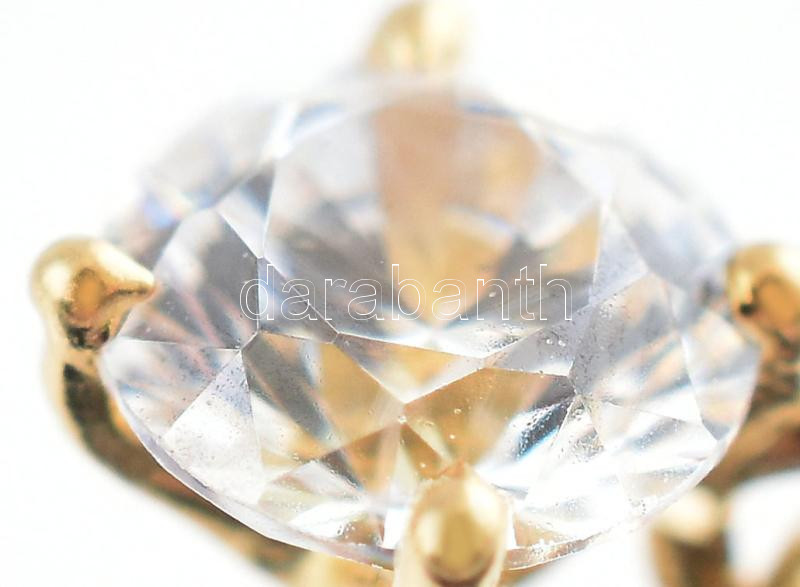 Arany (Au) 14K köves karikás fülbevalópár, jelzett, d: 1,2 cm, bruttó: 1,8 g - Image 3
