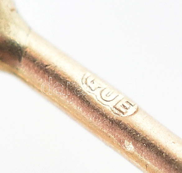 Arany (Au) 14K köves karikás fülbevalópár, jelzett, d: 1,2 cm, bruttó: 1,8 g - Image 4