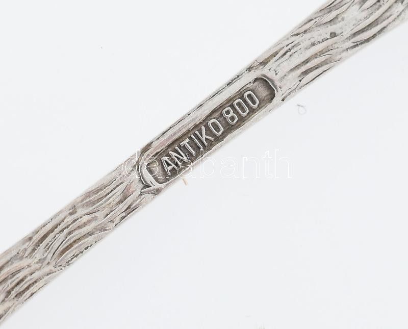 Ezüst(Ag) rózsás nyelű desszertes villa, jelzett, h: 14 cm, nettó: 67,7 g - Image 4