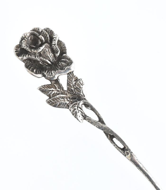 Ezüst(Ag) rózsás nyelű tortalapát, jelzett, h: 21,3 cm, nettó: 48,6 g - Image 2