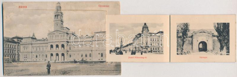 1924 Arad, Városháza. Leporellolap 8 kis képpel / town hall. leporellocard with 8 mini pictures (szakadások / tears) - Image 2