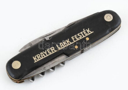 Fekete antik berndorf zsebkés Krayer Lakk Festék reklám felirattal 9 cm Jó állapotban